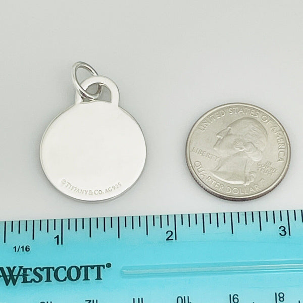 Tiffany & Co Large Engravable Blank Round Tag Mens Pendant Sterling Silver - 5
