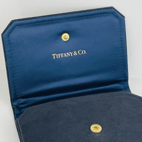 Tiffany Black Leather Suede Necklace Presentation Pouch with Blue Satin Lining