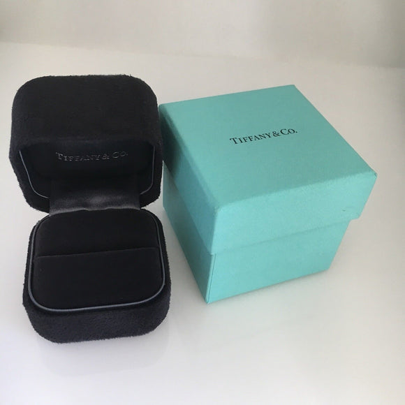Tiffany Empty Jewelry Ring Box Blue Black Suede Presentation Storage