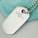 24" Tiffany & Co Mens Coin Edge ID Dog Tag Bead Chain Necklace-1