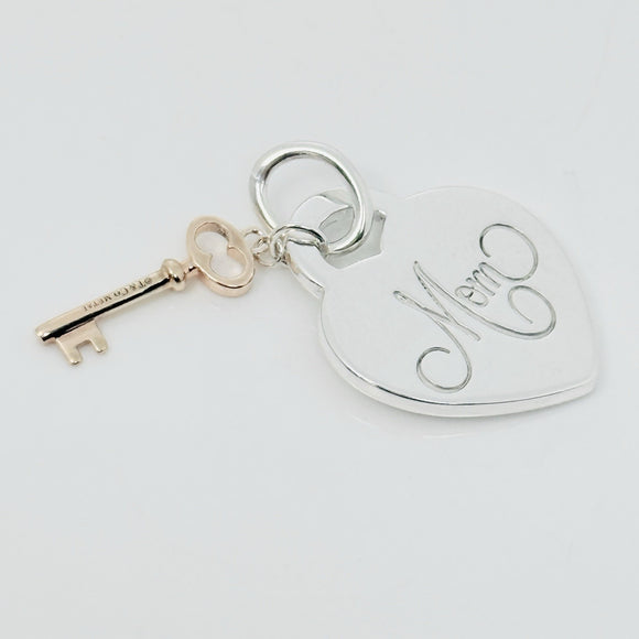 Tiffany & Co MOM Heart Rubedo Key Charm Notes Pendant or Charm Mother's Day