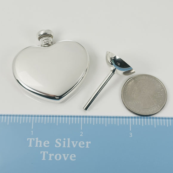 Vintage Tiffany Heart Perfume Flacon Bottle Funnel in Silver with Storage Box