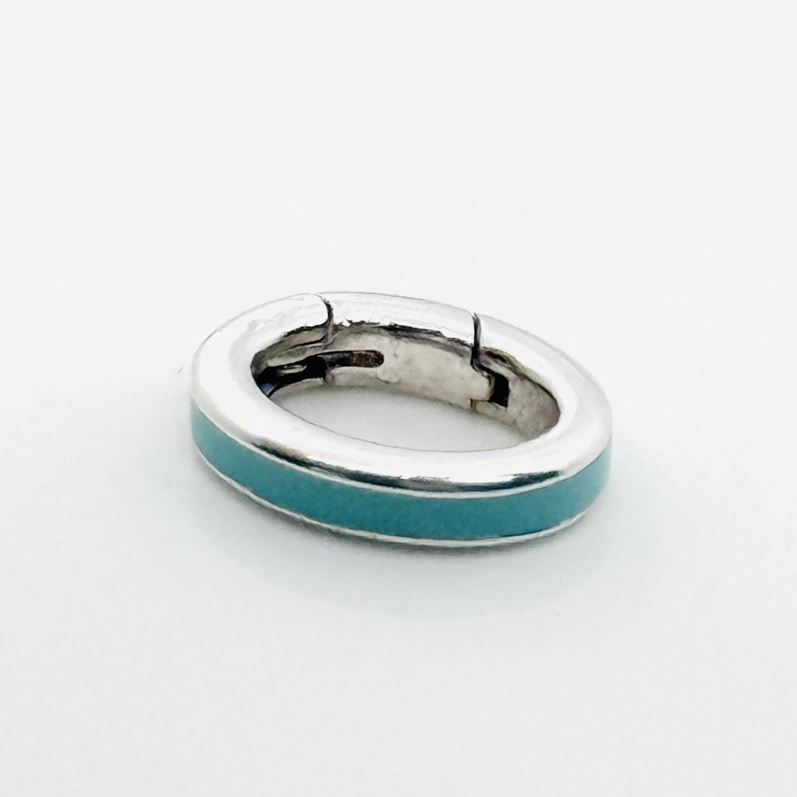 Tiffany Blue Enamel Oval Jump Ring in Sterling Silver AUTHENTIC - 0
