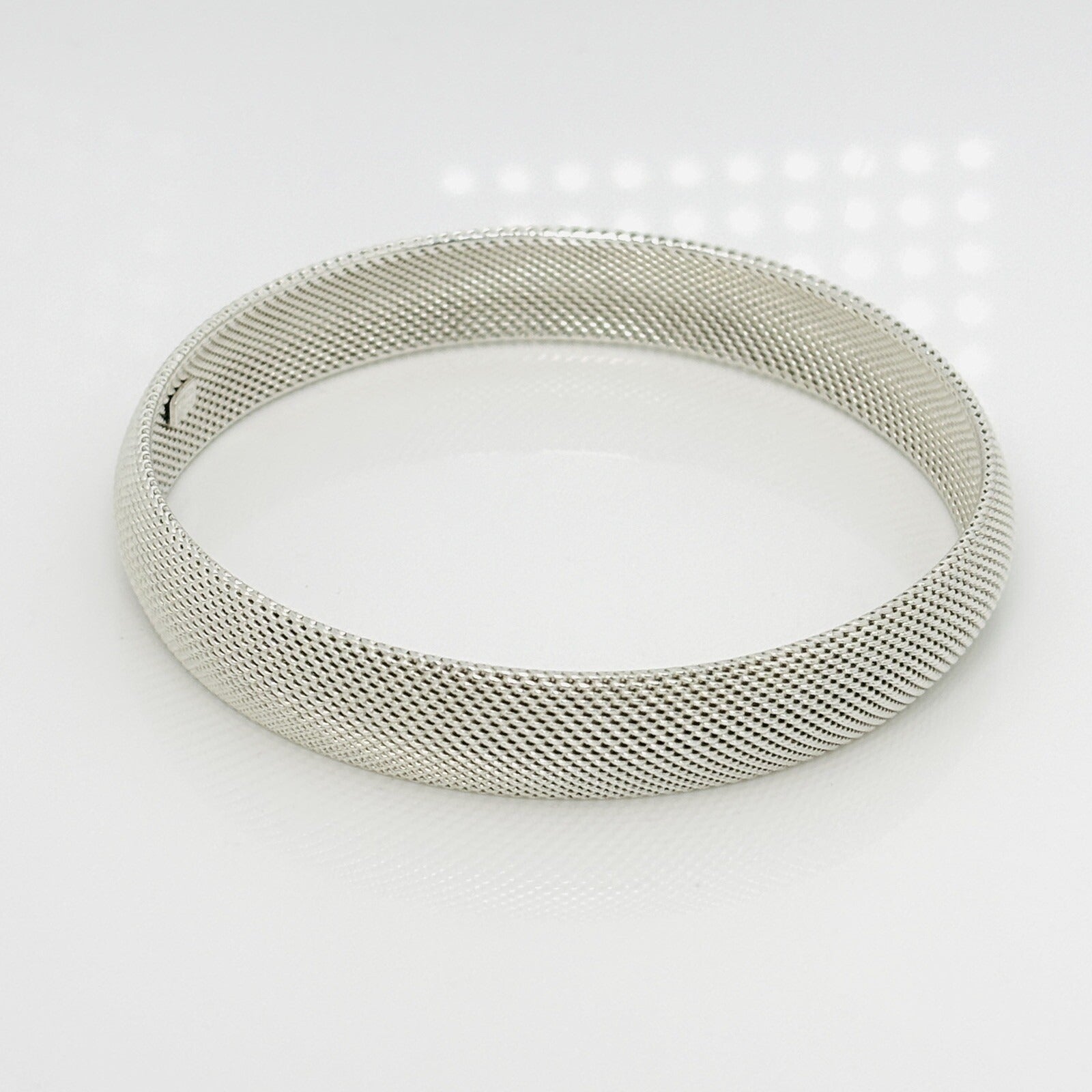 7.5" Tiffany & Co Somerset Firm Dome Mesh Bangle Bracelet in Silver
