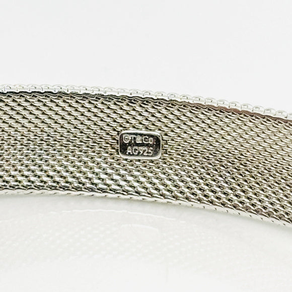 7.5" Tiffany & Co Somerset Firm Dome Mesh Bangle Bracelet in Silver