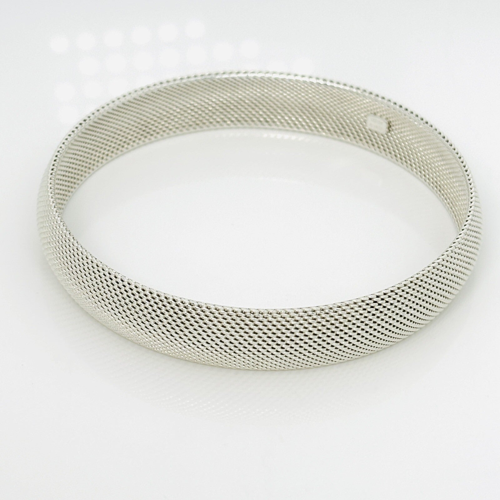 7.5" Tiffany & Co Somerset Firm Dome Mesh Bangle Bracelet in Silver