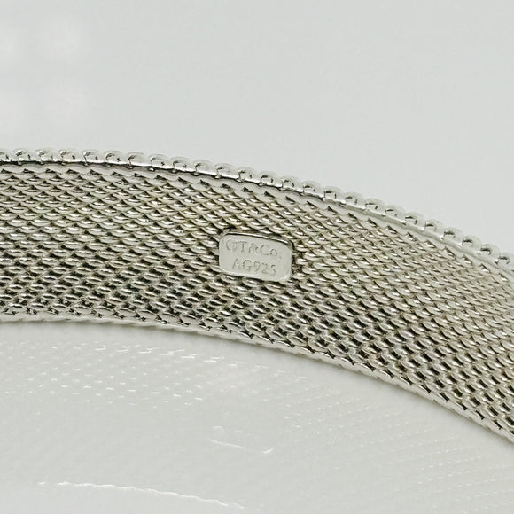 7.5" Tiffany & Co Somerset Firm Dome Mesh Bangle Bracelet in Silver