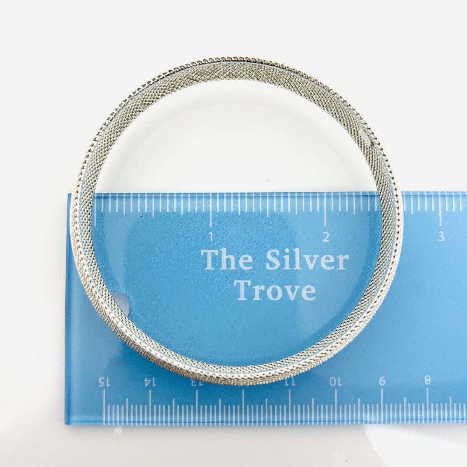 7.5" Tiffany & Co Somerset Firm Dome Mesh Bangle Bracelet in Silver