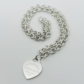 22" Return to Tiffany New York Heart Tag Necklace Size Large in Sterling Silver