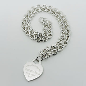 22" Return to Tiffany New York Heart Tag Necklace Size Large in Sterling Silver