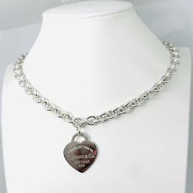 22" Return to Tiffany New York Heart Tag Necklace Size Large in Sterling Silver - 0