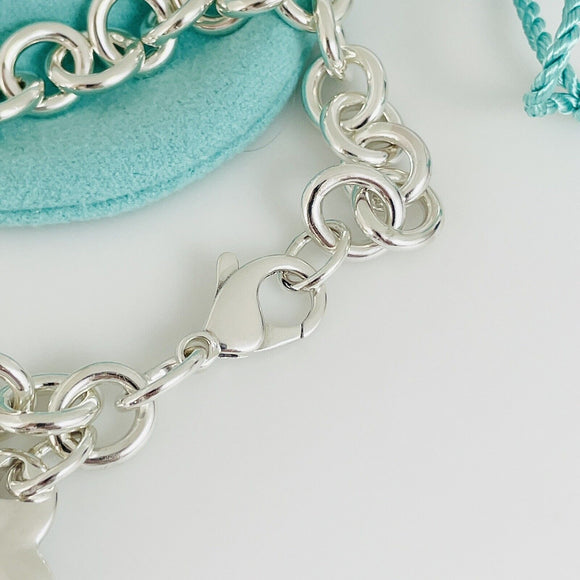 8.5" Tiffany & Co Puffed Double Cutout Heart Tag Charm Bracelet