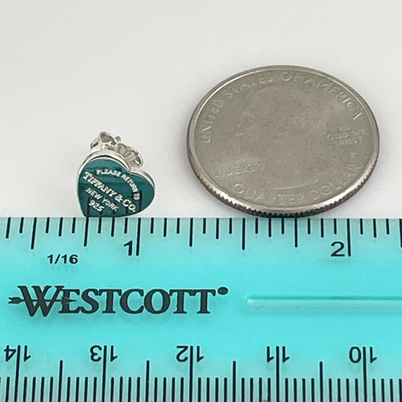 Return to Tiffany & Co Mini Heart Stud Earrings in Sterling Silver Authentic