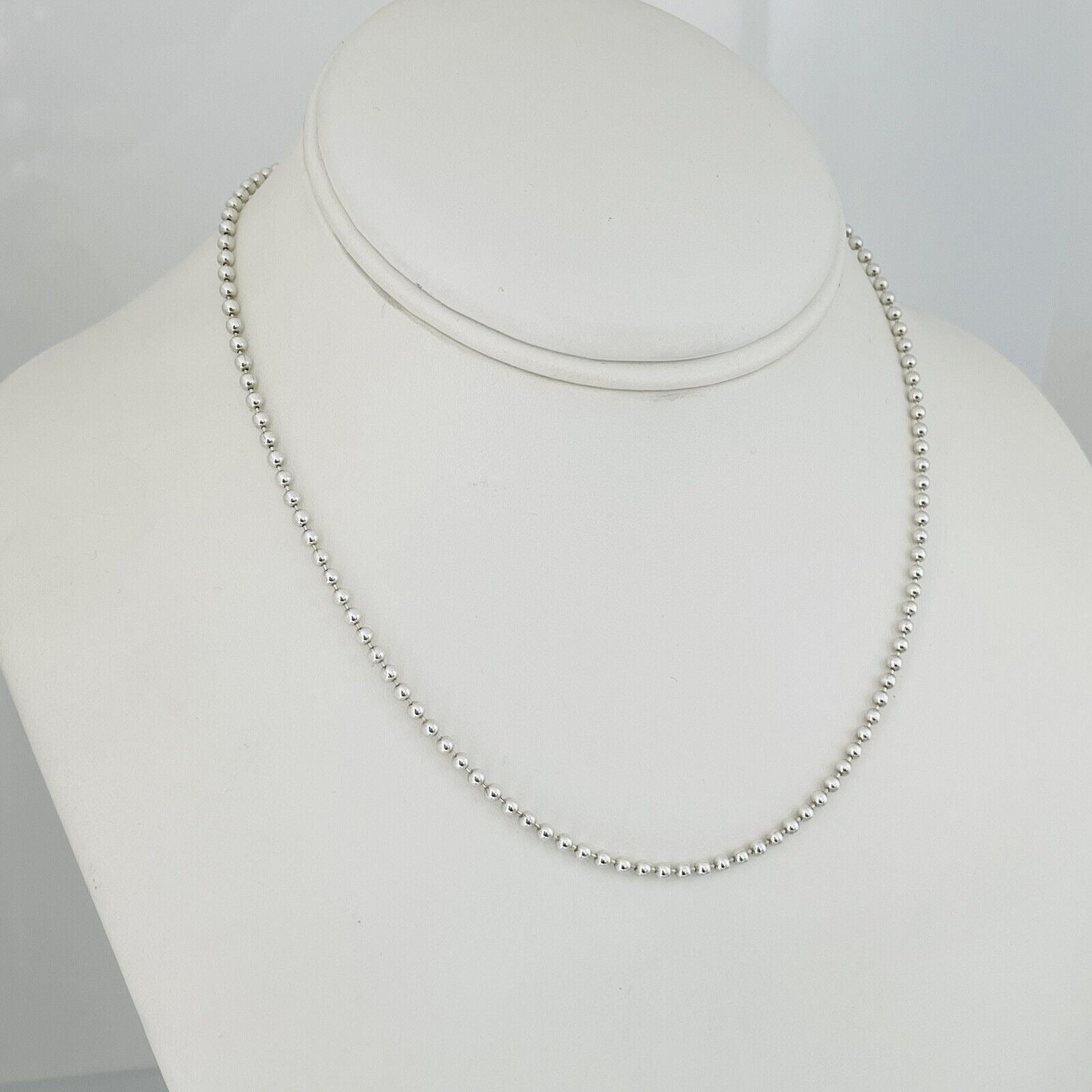 34" Tiffany Bead Necklace Dog Chain Mens Unisex in Sterling Silver