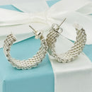 Tiffany & Co Somerset Mesh Hoop Huggie Earrings in Sterling Silver-6