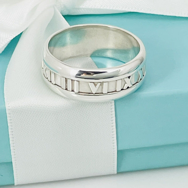 Size 10.5 Tiffany & Co Sterling Silver Atlas Roman Numerals Mens Unisex Ring - 1
