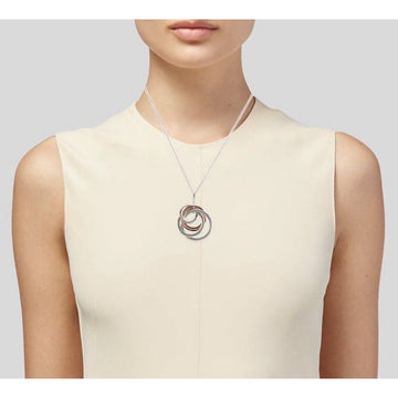 20" Tiffany 1837 4 Four Interlocking Circles Pendant Necklace in Silver & Rubedo - 0