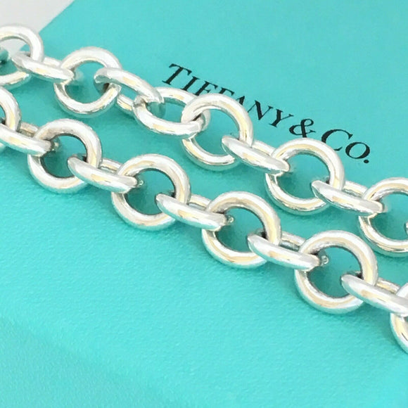 20 inch Large Return to Tiffany & Co New York Heart Tag Necklace in Silver