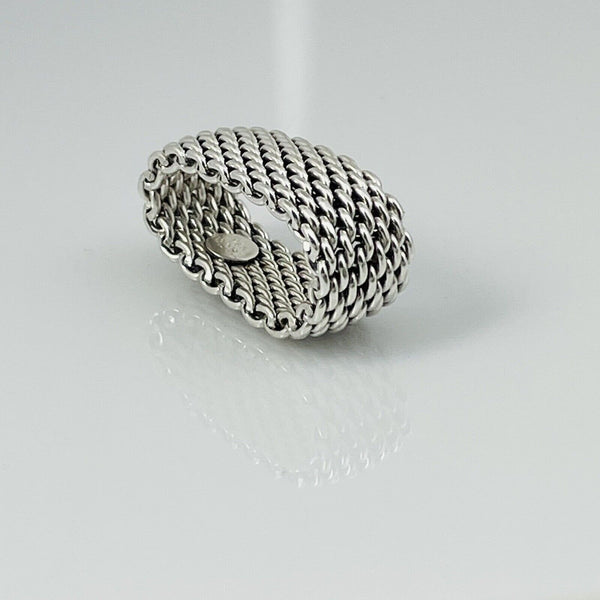 Size 6 Tiffany & Co Somerset Mesh Basket Weave Ring in 925 Sterling Silver - 3