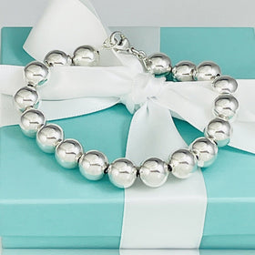 8" Tiffany HardWear Ball Bead Bracelet Sterling Silver 10mm Beads
