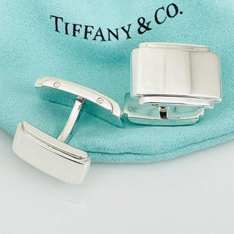 Tiffany Metropolis Cuff Links in Sterling Silver Engravable