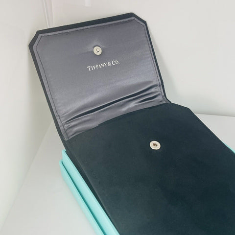 Tiffany Black Folding Suede Necklace Presentation Blue Gift Box Storage Pouch