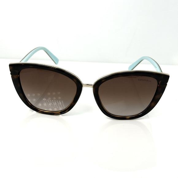 Tiffany & Co. TF4152 Brown Acetate Cat Eye Sunglasses Gold Tone Tortoise Shell