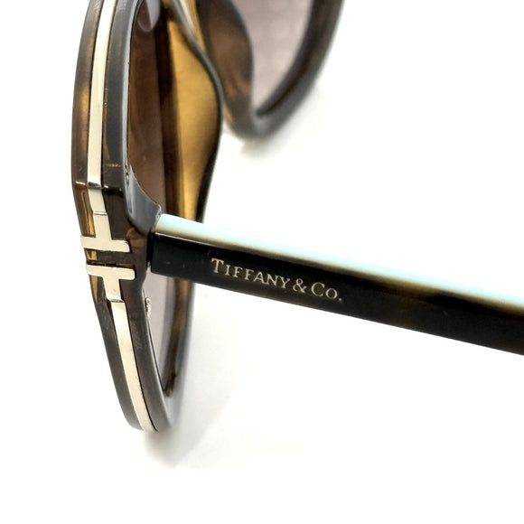 Tiffany & Co. TF4152 Brown Acetate Cat Eye Sunglasses Gold Tone Tortoise Shell