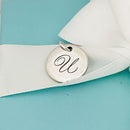 Tiffany Letter U Notes Alphabet Disc Charm Initial Pendant in Silver-2