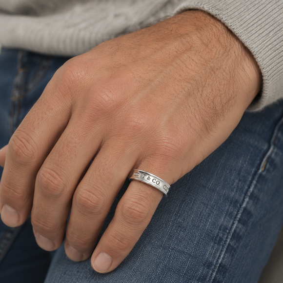 Tiffany & Co. 1837 Concave Ring Sterling Silver 925 Size 5.5 Men's Unisex Band
