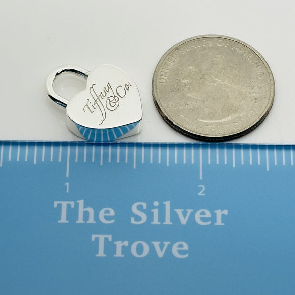 Tiffany & Co Script Notes Heart Charm Padlock Lock or Pendant in Sterling Silver