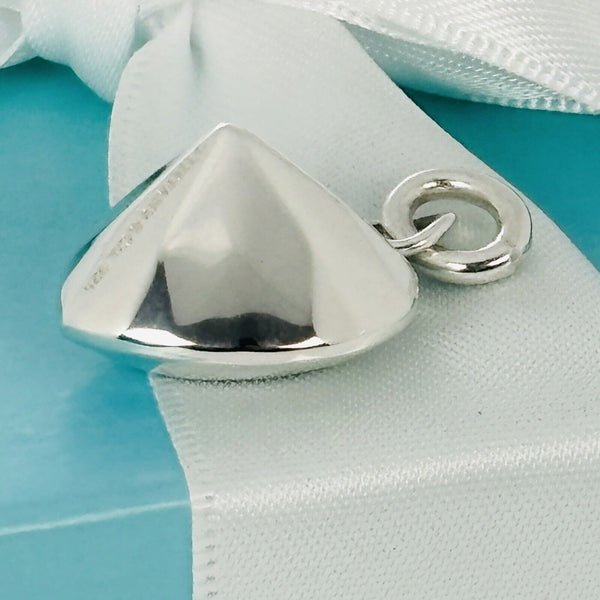 Vintage Tiffany  Diamond Cut Puffed Heart Pendant or Charm in Silver - 6