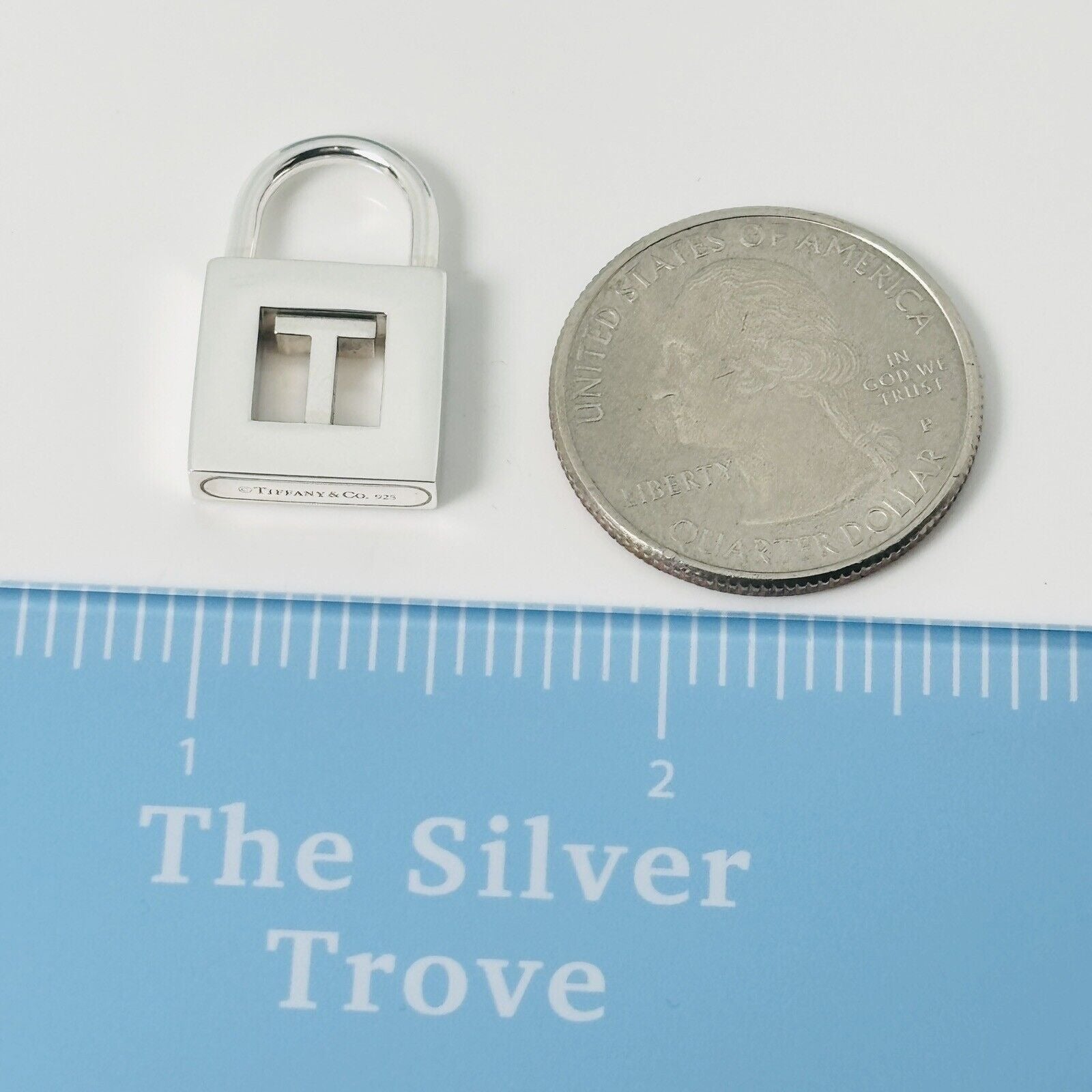 Tiffany & Co Sterling Silver Letter T Alphabet Initial Padlock Charm Pendant