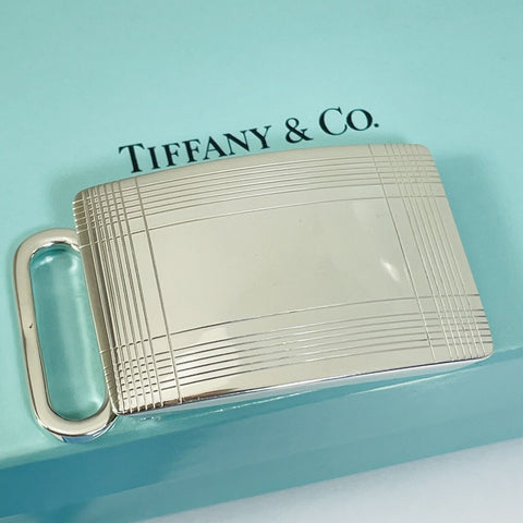 Tiffany & Co Belt Buckle Sterling Silver Engravable Machine Turned Mens Unisex