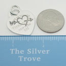 Large Return to Tiffany Etched Love Arrow Heart Tag Pendant Charm Cupid Silver-7