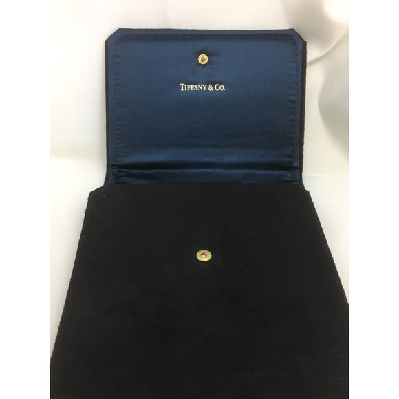 Tiffany Black Leather Suede Necklace Presentation Pouch with Blue Satin Lining