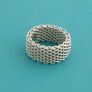 Size 4.5  Tiffany & Co Somerset Mesh Basket Weave Ring in Sterling Silver-4