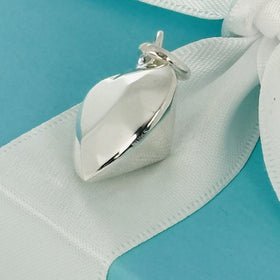 Vintage Tiffany  Diamond Cut Puffed Heart Pendant or Charm in Silver