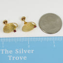 Tiffany Gold Shell Earrings with Red Ruby-6