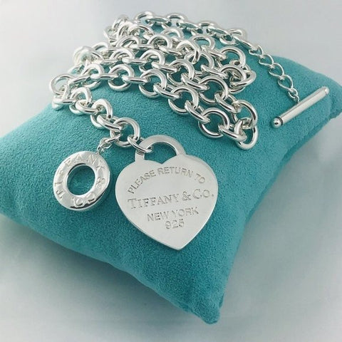 18" Return to Tiffany & Co Extra Large Jumbo Heart Tag Toggle Necklace