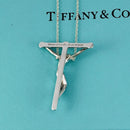 18" Tiffany & Co 27mm Sterling Silver Crucifix Elsa Peretti Cross Necklace-5