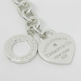 18" Return Tiffany & Co Diamond Heart Tag Toggle Necklace in Sterling Silver - 0