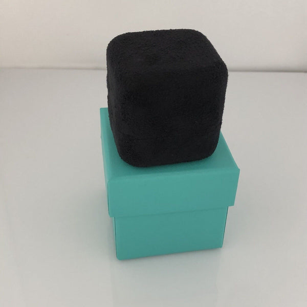 Authentic Tiffany And Co. Black Suede Empty Ring Box With Blue Box - 6