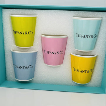 Tiffany 5 Set Colored Paper Coffee Cup Everyday Objects Blue Pink Yellow Green - 0