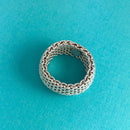 Size 6.5 Tiffany & Co Somerset Mesh Weave Flexible Dome Unisex Mens Ring-9