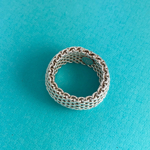 Size 6.5 Tiffany & Co Somerset Mesh Weave Flexible Dome Unisex Mens Ring