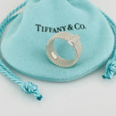 Size 3.5 Tiffany & Co Somerset 4 Diamond Ring Mesh Weave in Sterling Silver-7