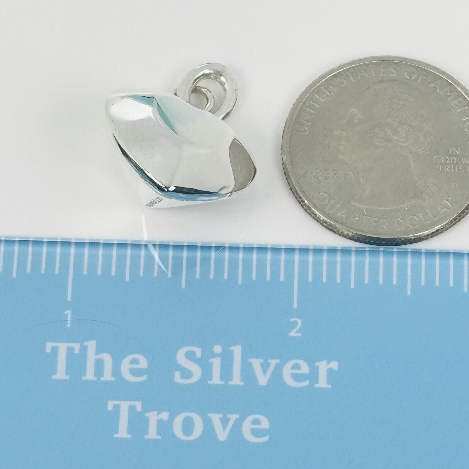 Vintage Tiffany  Diamond Cut Puffed Heart Pendant or Charm in Silver
