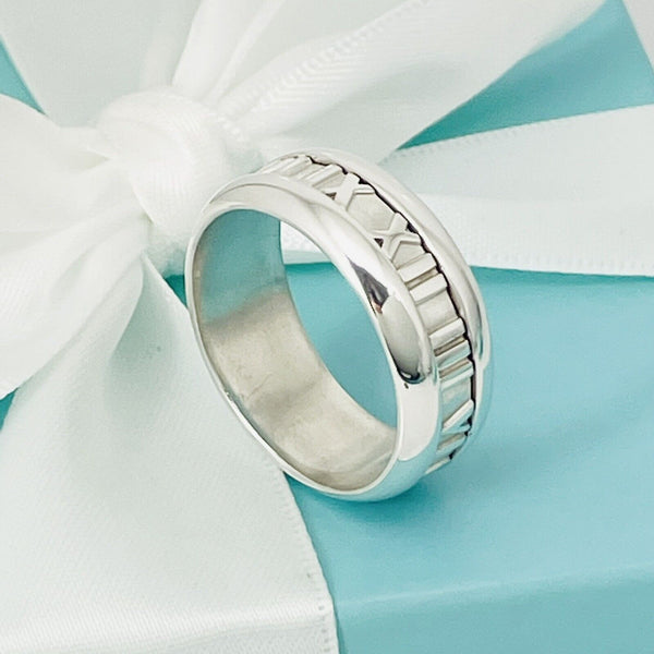 Size 10.5 Tiffany & Co Sterling Silver Atlas Roman Numerals Mens Unisex Ring - 4