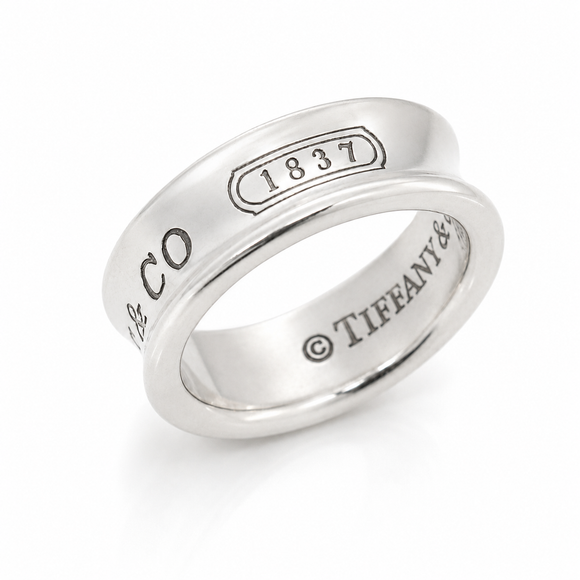 Tiffany & Co. 1837 Concave Ring Sterling Silver 925 Size 5.5 Men's Unisex Band